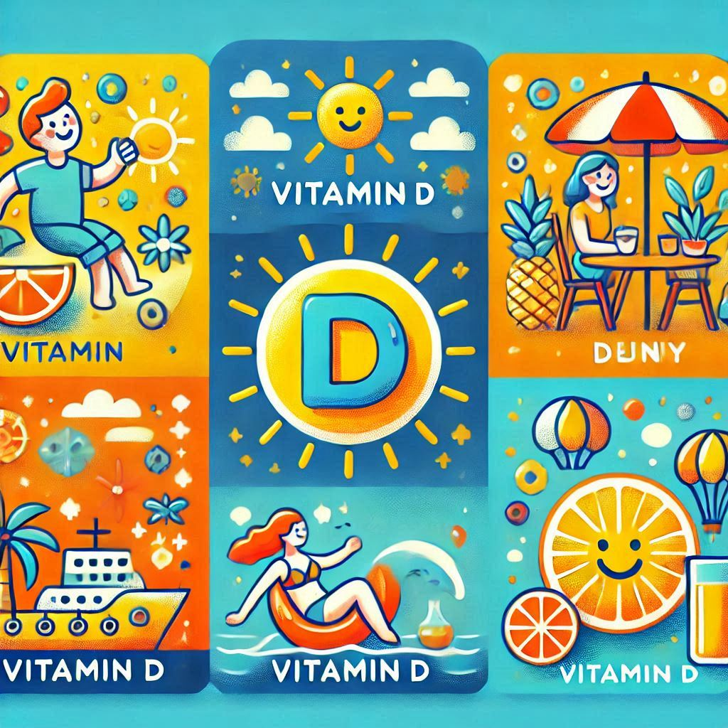 "Recognizing Vitamin D Deficiency: Key Signs and Solutions" Alt Text: "Illustration of a person experiencing fatigue, bone pain, and hair loss, with icons representing Vitamin D sources like sunlight and supplements."