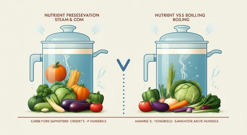 "Flavor and Texture: Steaming vs. Boiling"

Alt Text: "Visual representation of the differences in flavor and texture between steamed and boiled foods, showcasing the advantages of steaming for maintaining natural flavors."