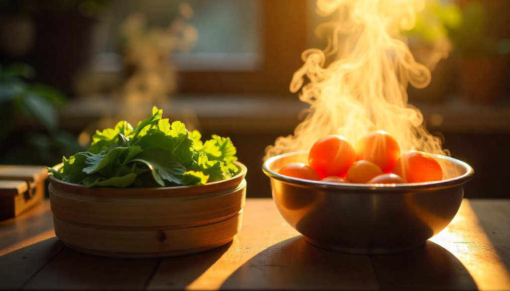 "Flavor and Texture: Steaming vs. Boiling"

Alt Text: "Visual representation of the differences in flavor and texture between steamed and boiled foods, showcasing the advantages of steaming for maintaining natural flavors."